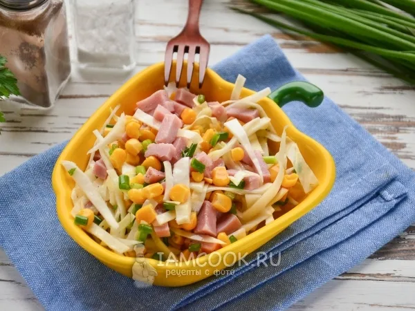 Фото блюда: Салат «Баварский» с ветчиной