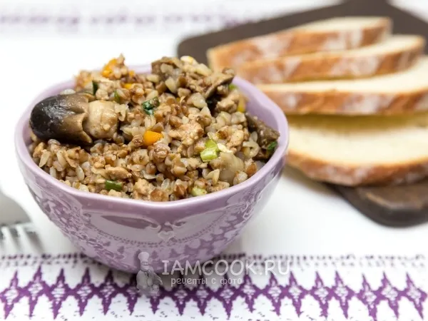 Фото блюда: Гречка с фаршем и грибами