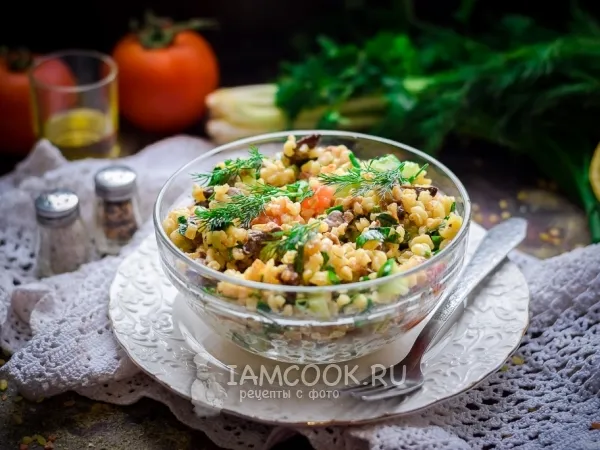 Фото блюда: Салат с булгуром и куриной печенью