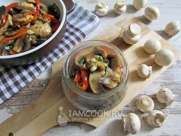 Фото блюда: Маринованные шампиньоны со сладким перцем