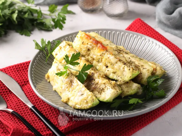 Фото блюда: Кабачки с сулугуни в духовке