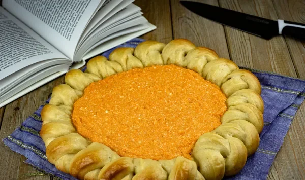 Фото блюда: Пирог с морковным жмыхом и творогом