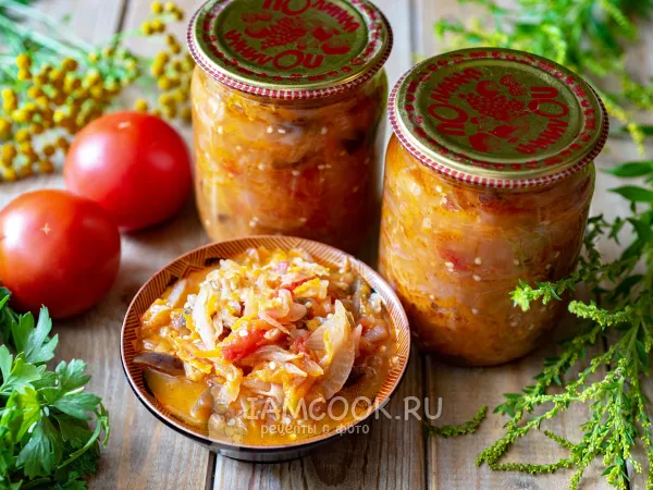 Фото блюда: Овощная солянка с капустой на зиму