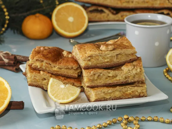 Фото готового блюда: Пирог с лимонно-апельсиновой начинкой