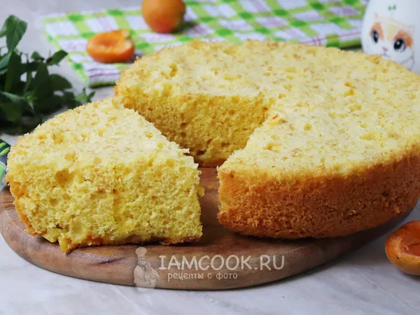 Фото готового блюда: Шарлотка с абрикосами в мультиварке