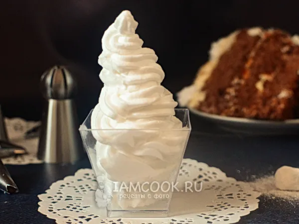 Фото блюда: Крем из сливок и сахарной пудры (для тортов и пирожных)
