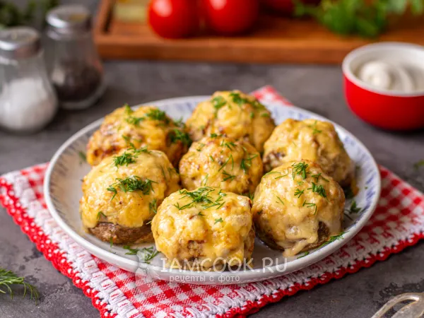 Фото блюда: Шампиньоны с фаршем в аэрогриле