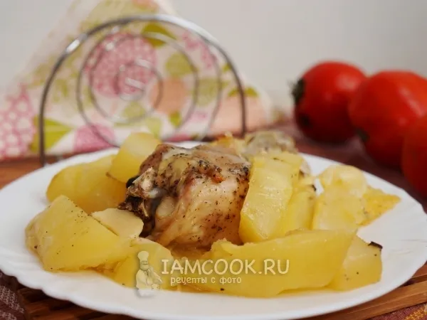Фото блюда: Курица, запеченная на кабачке