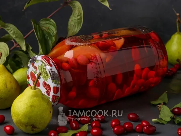 Фото блюда: Компот из кизила и груш на зиму