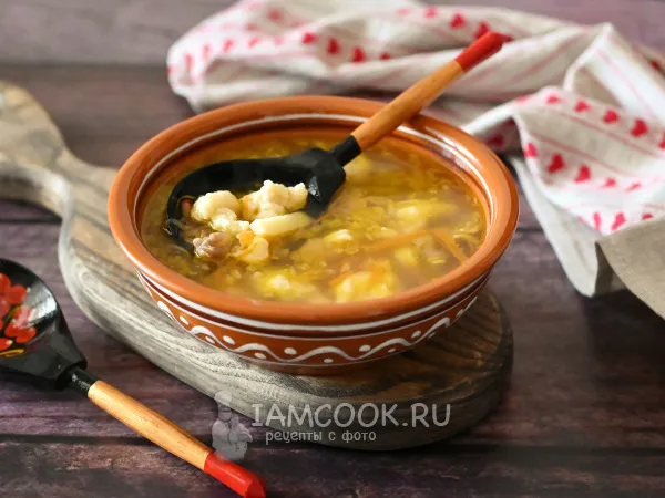 Фото готового блюда: Суп с клецками на свином бульоне