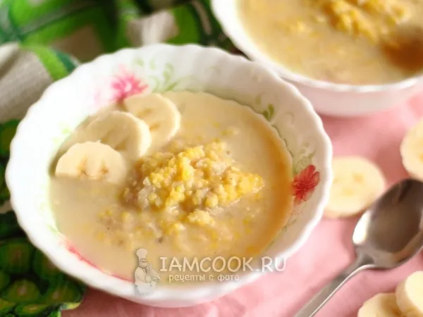 Фото готового блюда: Кукурузная каша с бананом