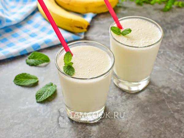 Фото блюда: Коктейль с бананом и мороженым (без молока)