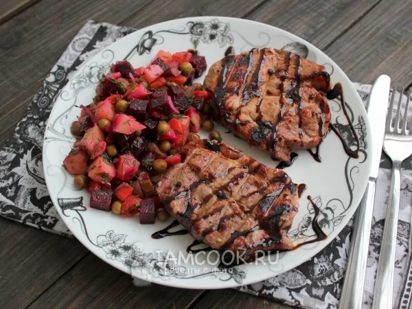 Фото блюда: Стейк из свинины на гриле (на решетке на мангале)