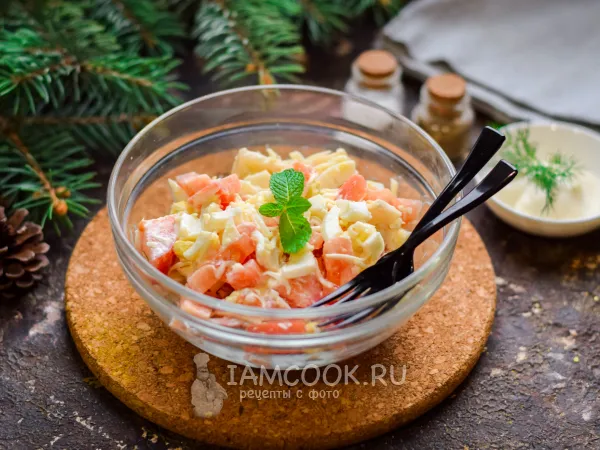 Фото блюда: Салат «Красное море» с кальмарами