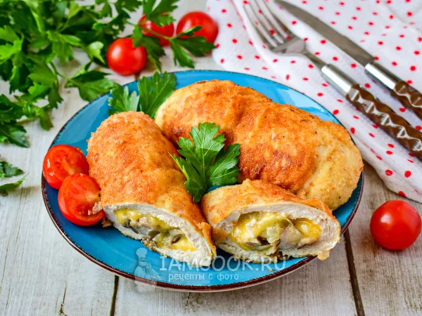 Фото готового блюда: Кордон блю с грибами