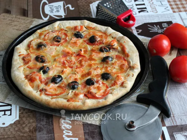 Фото блюда: Пицца с семгой и креветками