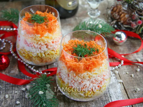 Фото блюда: Салат «Бархатный» с крабовыми палочками