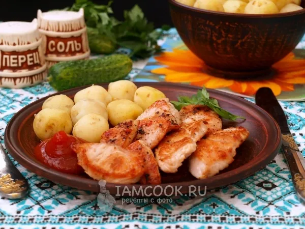 Фото готового блюда: Жареная индейка на сковороде кусочками