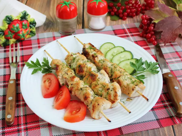 Фото блюда: Шашлык из индейки на сковороде