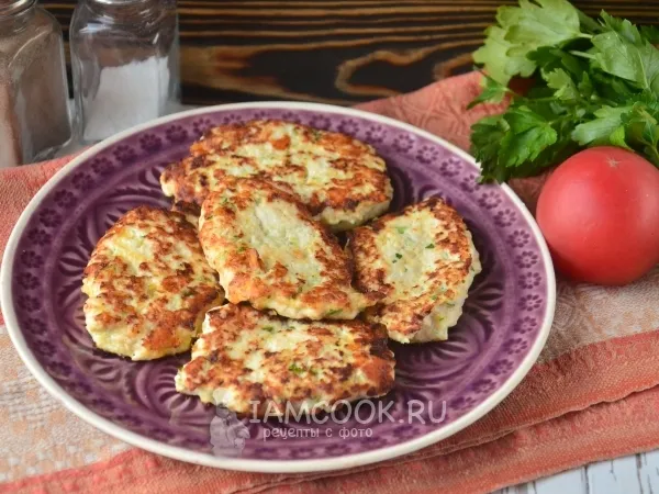Фото блюда: Куриные котлеты с кабачком и сыром