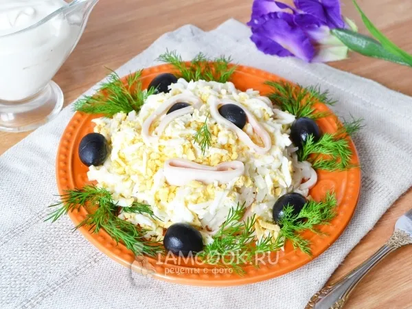 Фото блюда: Салат с кальмарами и яйцом