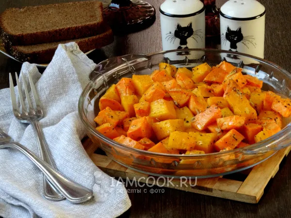 Фото готового блюда: Батат с тыквой в духовке