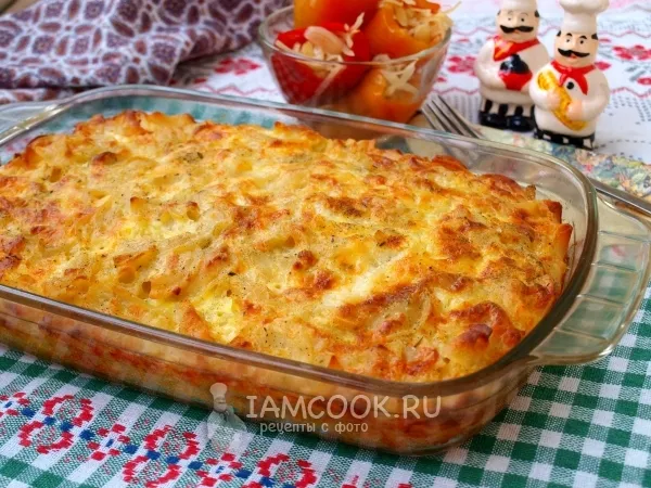 Фото готового блюда: Макароны, запечённые с сыром в духовке