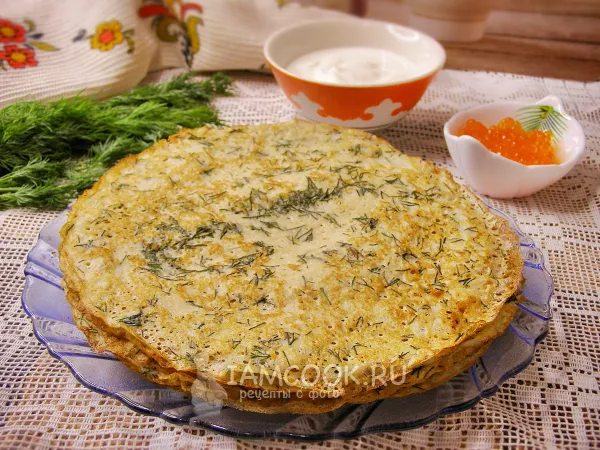 Фото блюда: Блины на сыворотке с укропом
