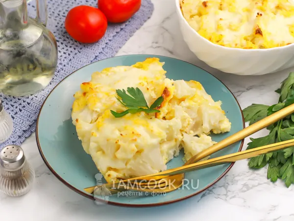 Фото блюда: Цветная капуста с творогом в духовке