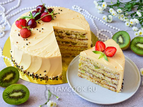 Фото блюда: Торт «Молочная девочка» с киви и бананом