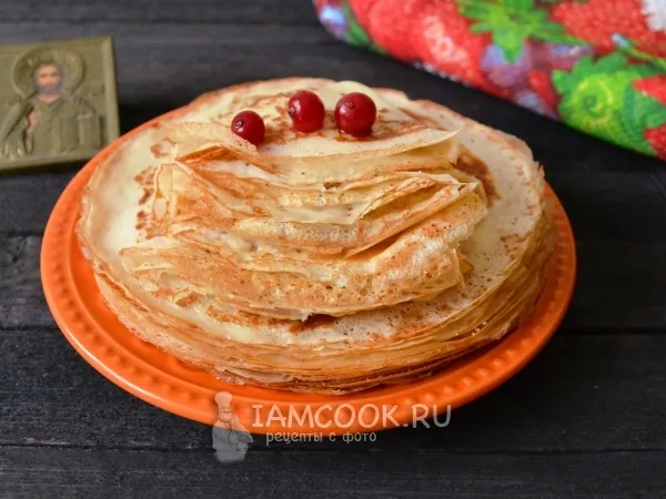 Фото готового блюда: Постные тонкие блины с дырочками