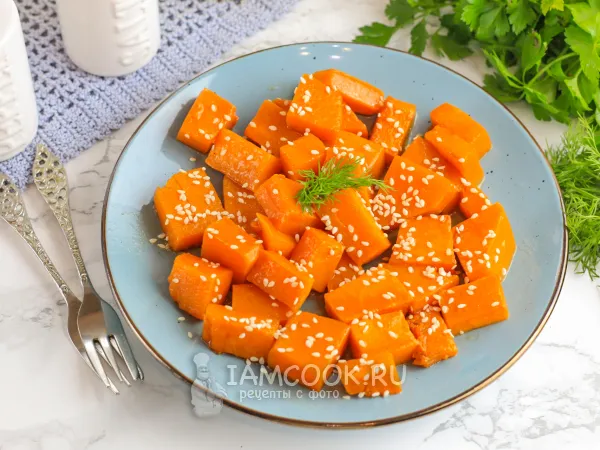 Фото блюда: Тыква в соевом соусе на сковороде