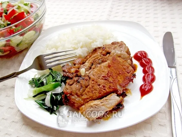 Фото блюда: Свиные отбивные под лимонно соевым соусом