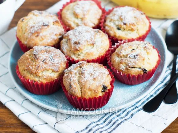 Фото готового блюда: Банановые маффины на кефире