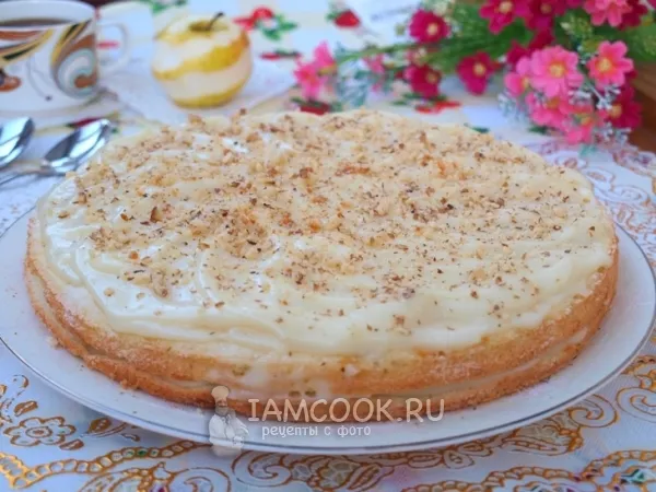 Фото готового блюда: Бисквит с яблоками