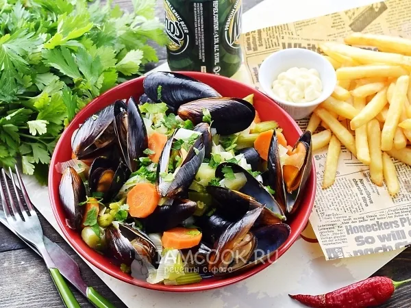Фото готового блюда: Мидии по-бельгийски