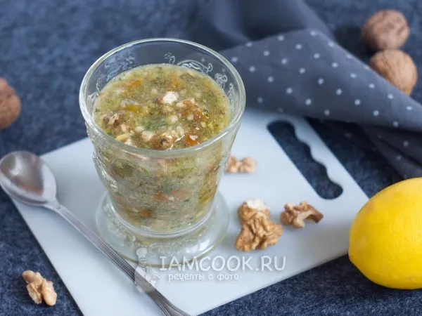 Фото блюда: Сырой джем из фейхоа с лимоном, курагой и орехами