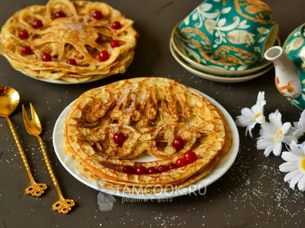 Фото блюда: Узорчатые блинчики на масленицу