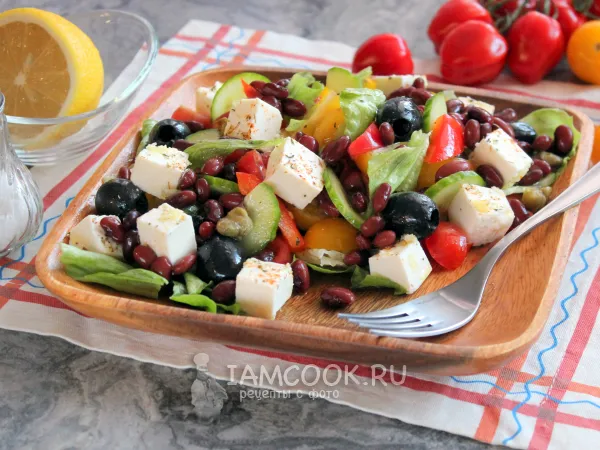 Фото блюда: Греческий салат с фасолью