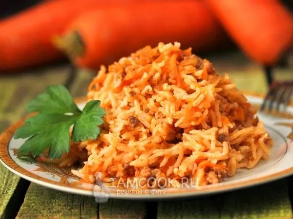 Фото блюда: Рис с фаршем и морковью в мультиварке