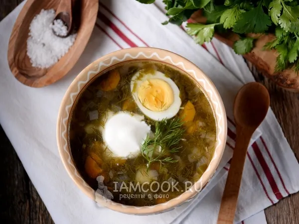 Фото блюда: Зелёные щи со щавелем и яйцом