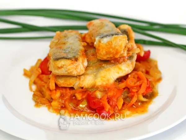 Фото блюда: Судак тушеный с овощами