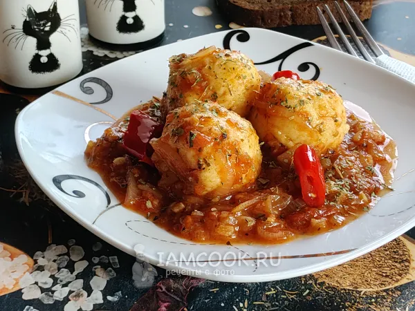 Фото готового блюда: Картофельные шарики в соусе