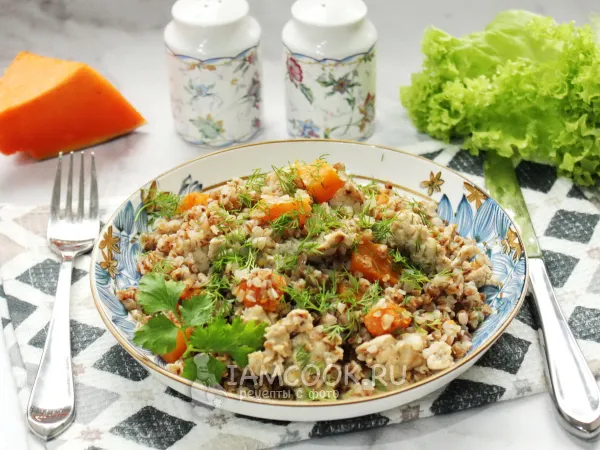 Фото блюда: Гречка с фаршем и тыквой