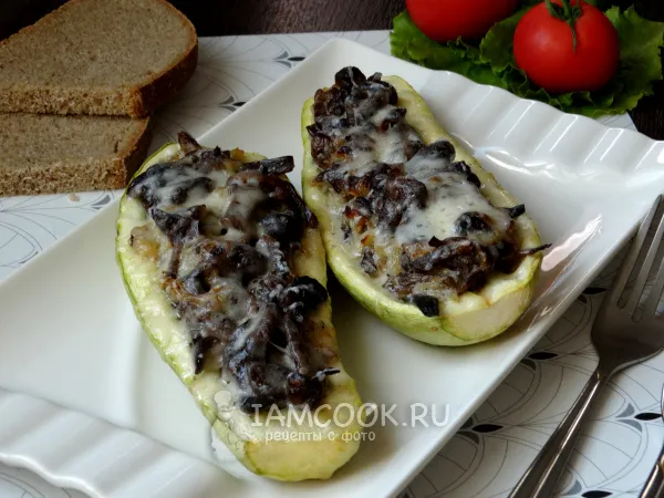 Фото блюда: Лодочки из кабачков с грибами