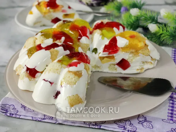 Фото блюда: Торт «Битое стекло» с бисквитом