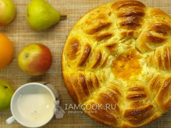 Фото блюда: Отрывной пирог с творогом и заливкой