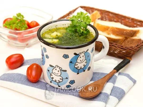 Фото блюда: Суп с куриными фрикадельками и шпинатом