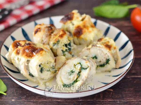 Фото блюда: Рулетики из минтая с начинкой в духовке