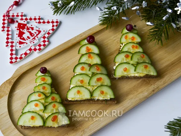 Фото блюда: Бутерброд «Ёлочка» с огурцом